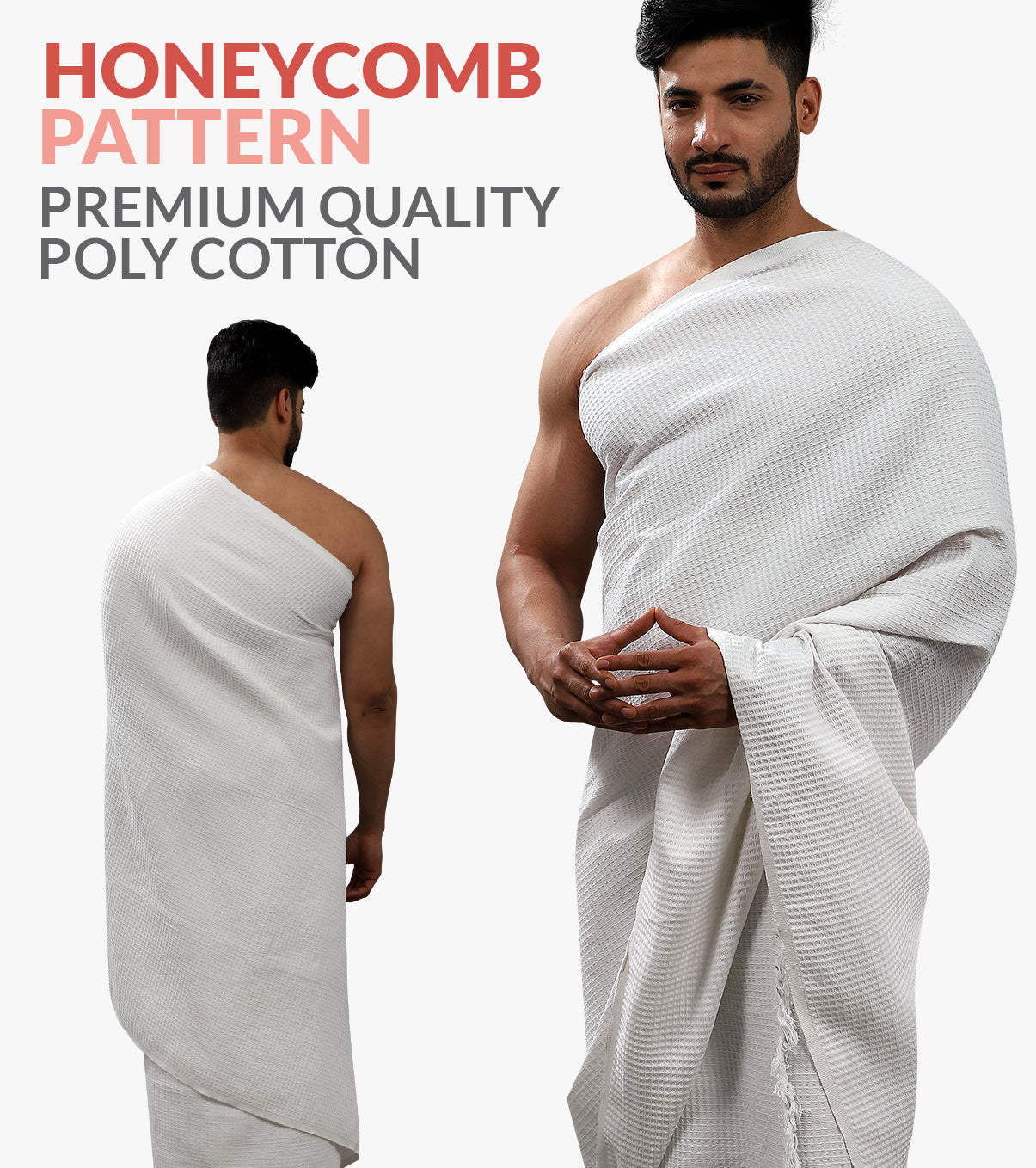 Terry Towel Honeycomb Ihram Ahram Ehram for Premium White for HAJJ UMRAH with Free Belt