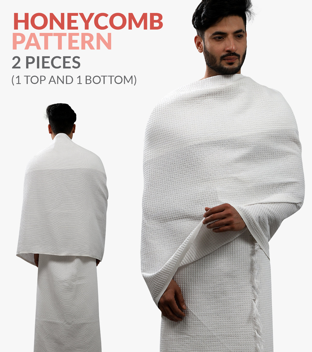 Terry Towel Honeycomb Ihram Ahram Ehram for Premium White for HAJJ UMRAH with Free Belt