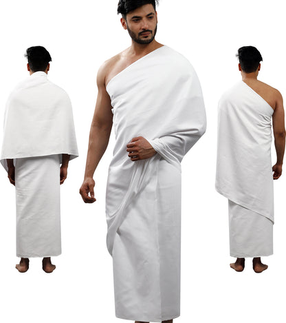 Small Diamond Pattern Ihram Ehram Ahram for Hajj and Umrah - 2 Pcs -100% Cotton Fabric 110 x 230cm