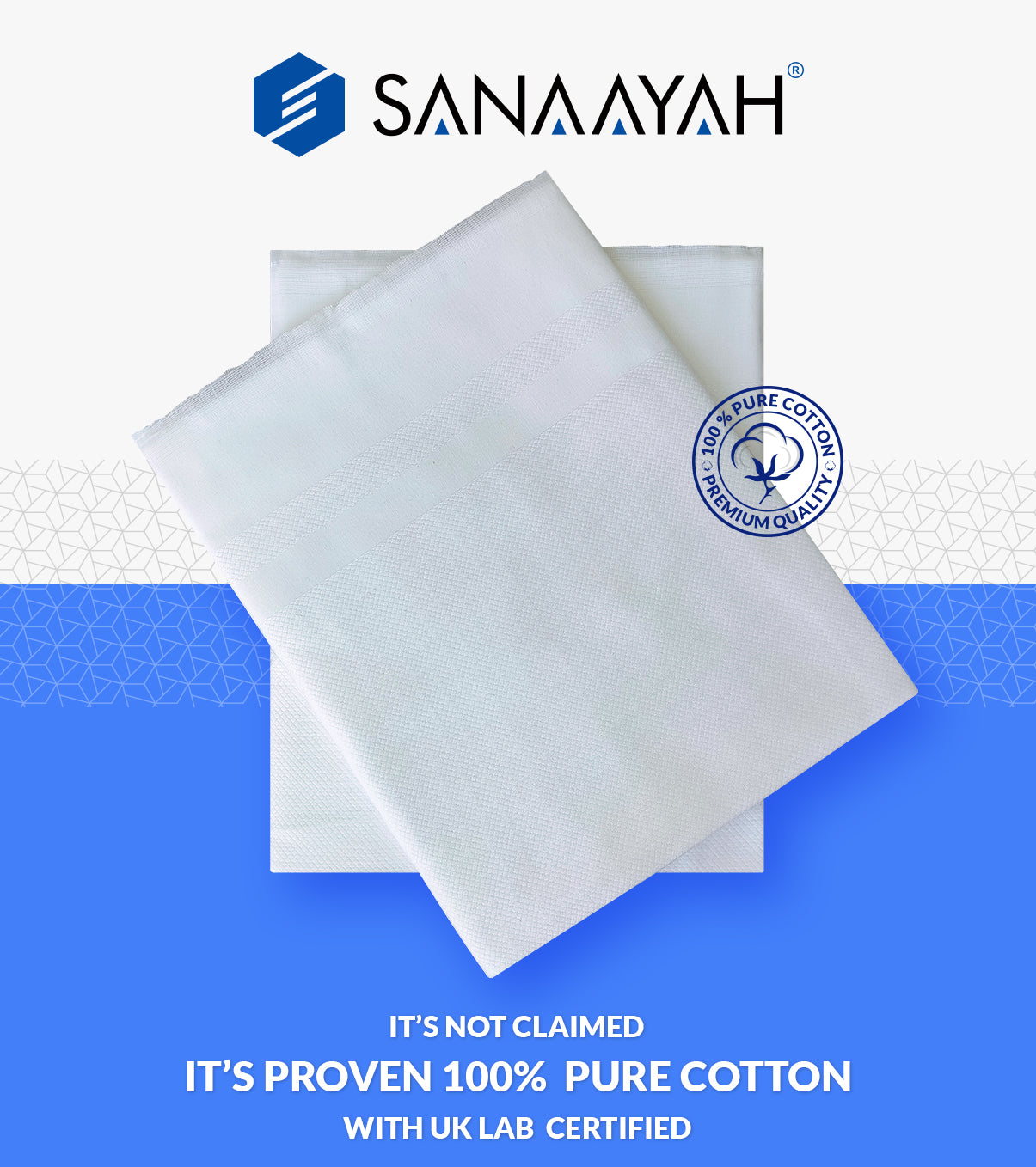 Small Diamond Pattern Ihram Ehram Ahram for Hajj and Umrah - 2 Pcs -100% Cotton Fabric 110 x 230cm